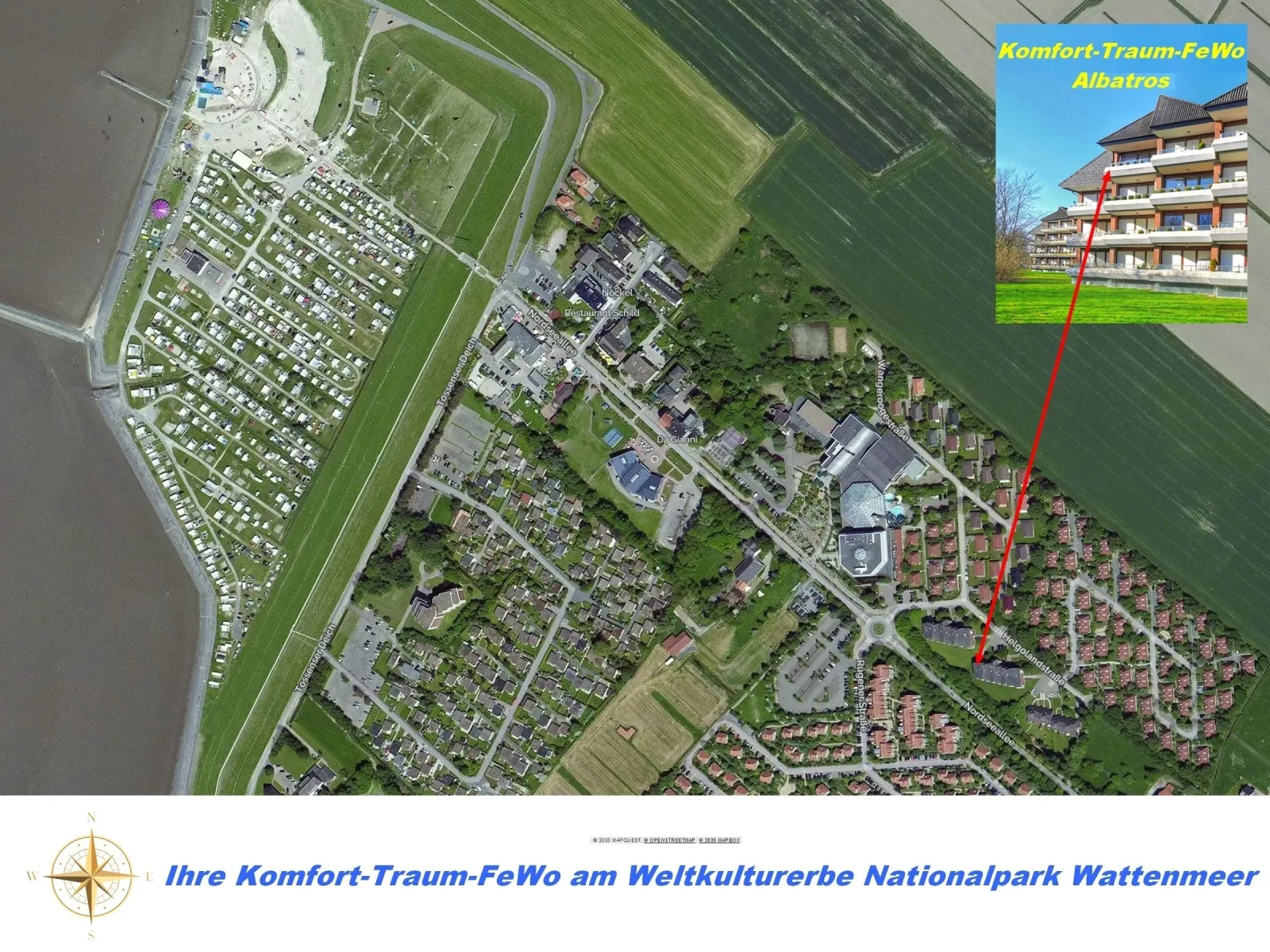 Albatros Komfort-Sterne-Appartment 025 mit WLAN, Balkon + Tiefgarage  in Tossens, Nordsee, ggü. Center Parcs