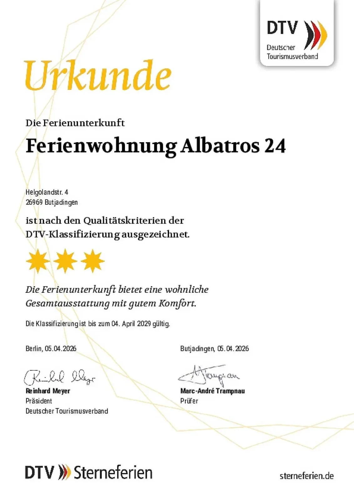 Albatros Komfort-Sterne-Appartment 024 mit WLAN, Balkon + Tiefgarage in Tossens, Nordsee, ggü. Center Parcs