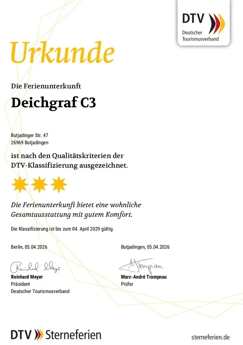 3-Sterne Ferienwohnung Deichgraf  C-3, Nordsee Burhave mit Balkon, Parkplatz, Pool & Sauna, WLAN