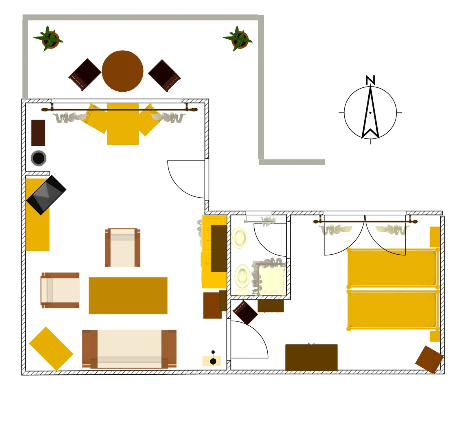 Apartment mit privatem Balkon und Meerblick im rustikalen Stil