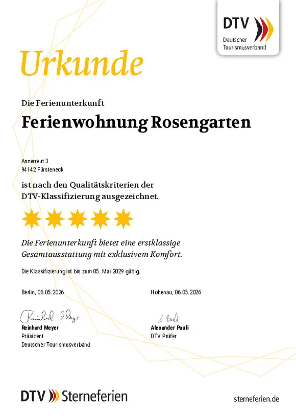 5 Sterne Ferienwohnung Rosengarten