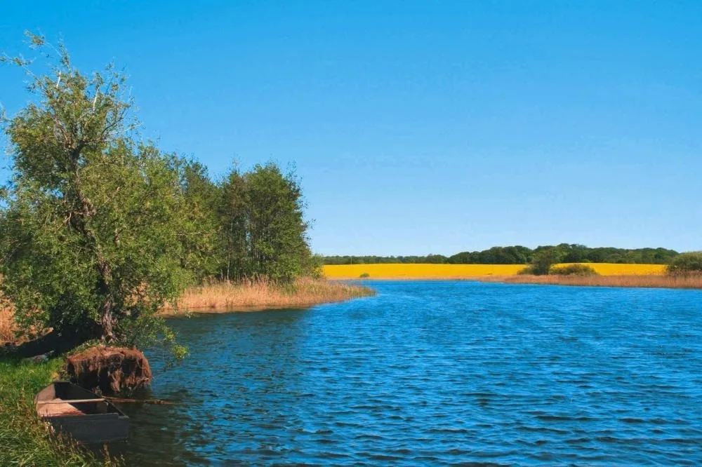  "Goldenes Haus am See mit Boot"