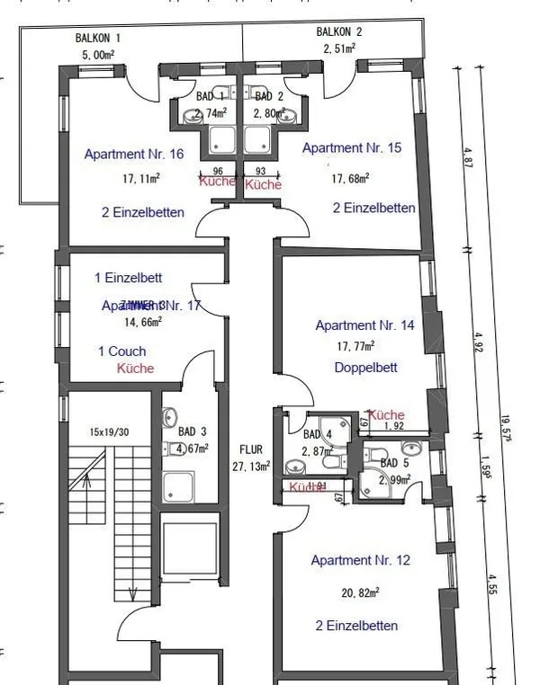17 Apartments und 2 Suiten