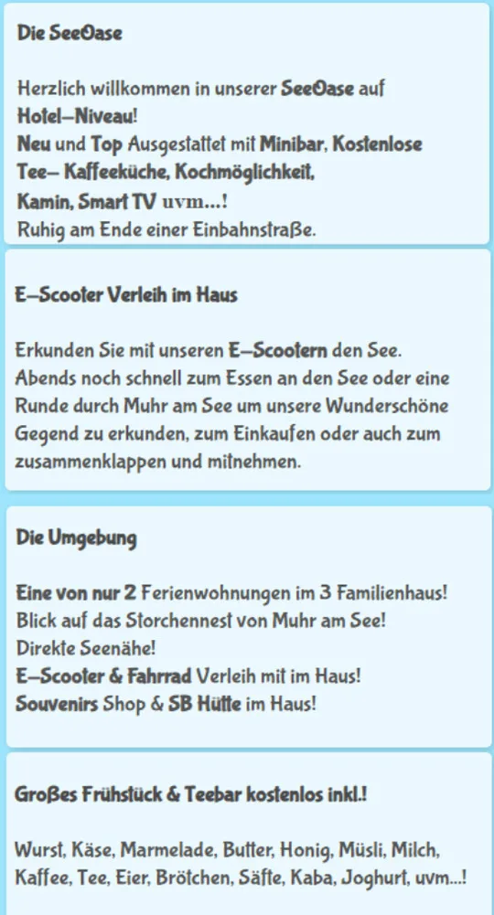 SeeOase Muhr am Altmühlsee inkl. Frühstück.