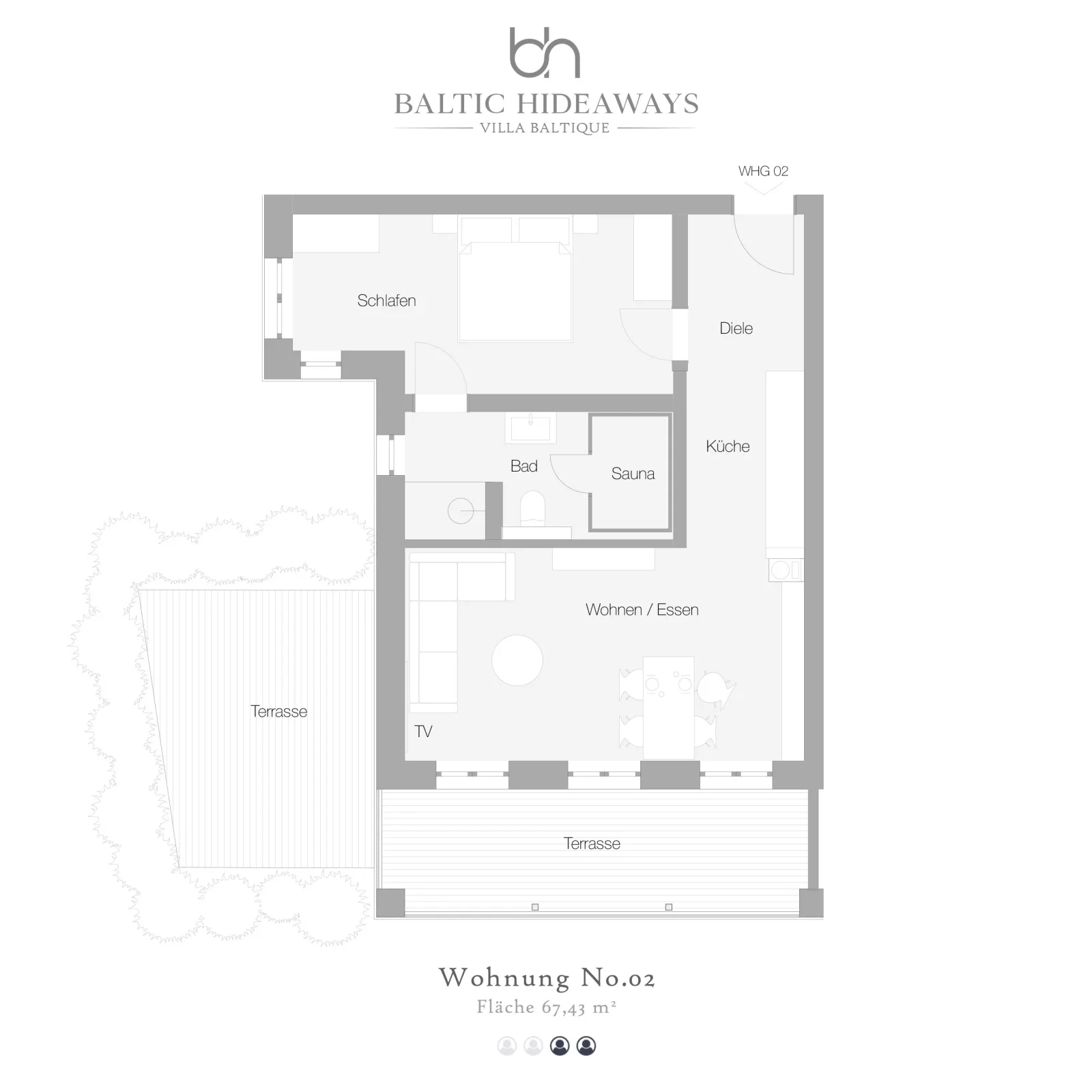 Villa Baltique - Premium Wellness Suite mit eigener Loggia, Terrasse, Sauna und Kamin