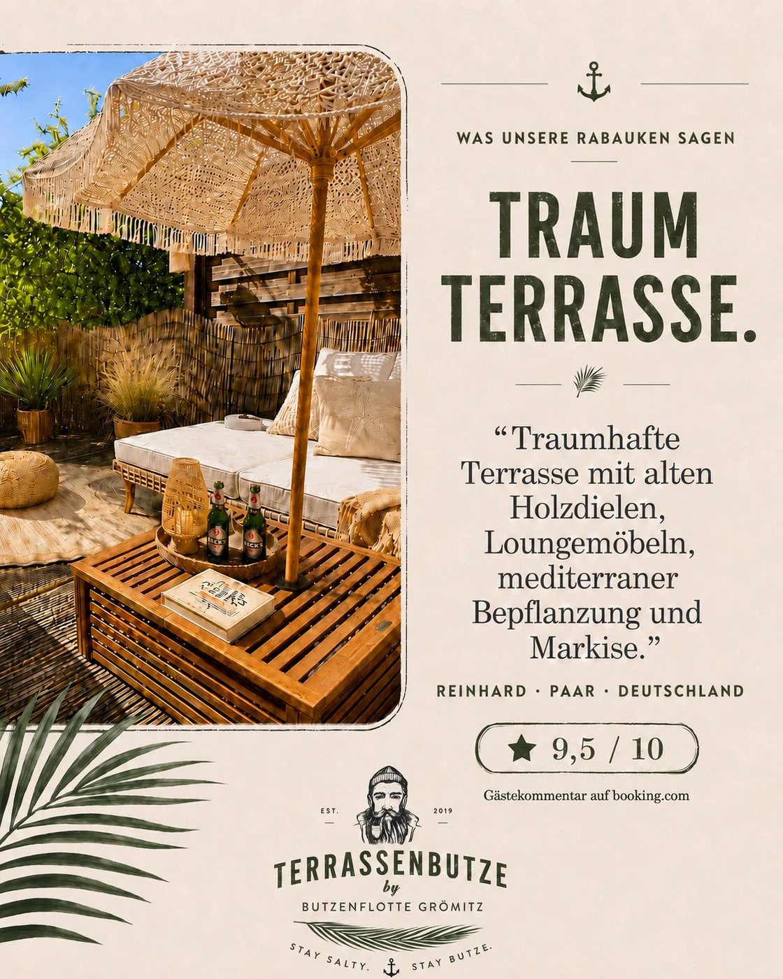 TERRASSENBUTZE by BUTZENFLOTTE Grömitz - XXL Sonnenterrasse