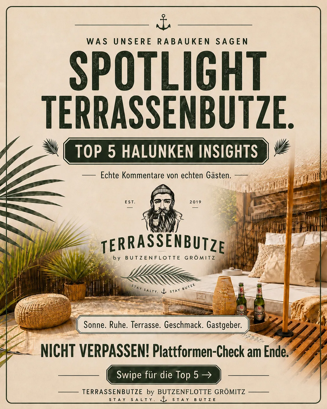 TERRASSENBUTZE by BUTZENFLOTTE Grömitz - XXL Sonnenterrasse