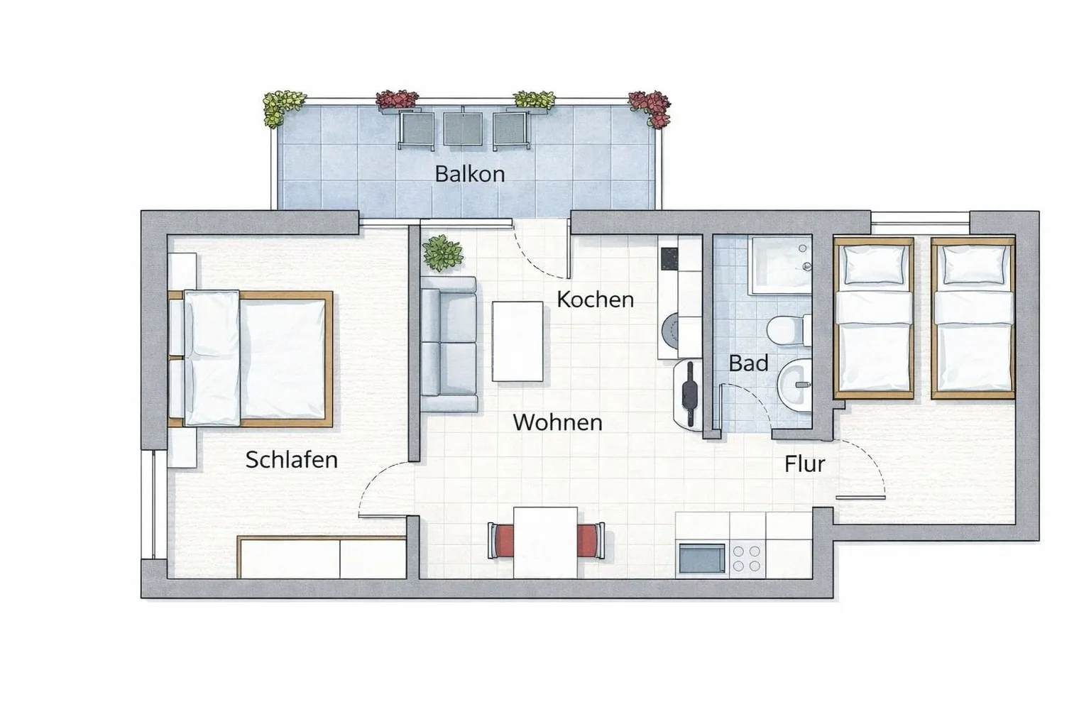Ferienwohnung NW 23  mit Balkon zur Südseite