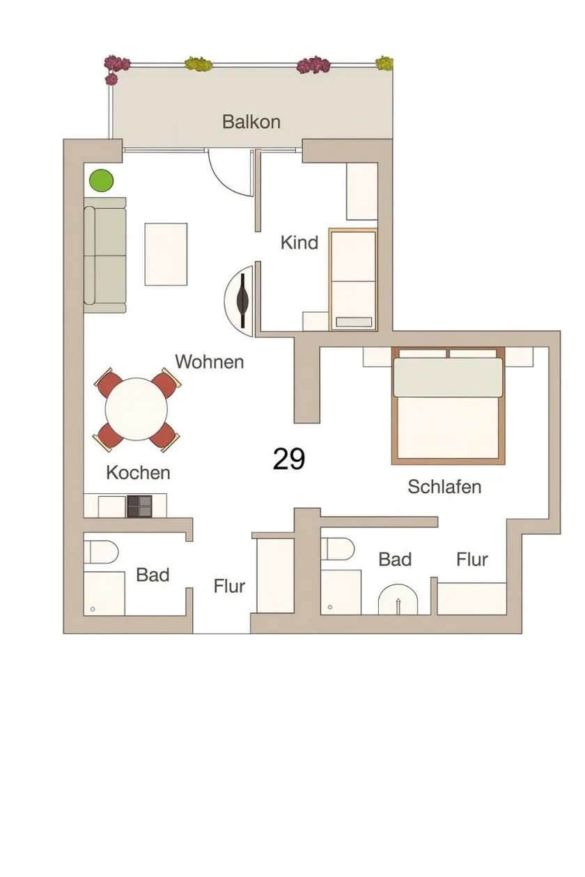 Ferienwohnung  NW 29 mit Balkon zur Südseite