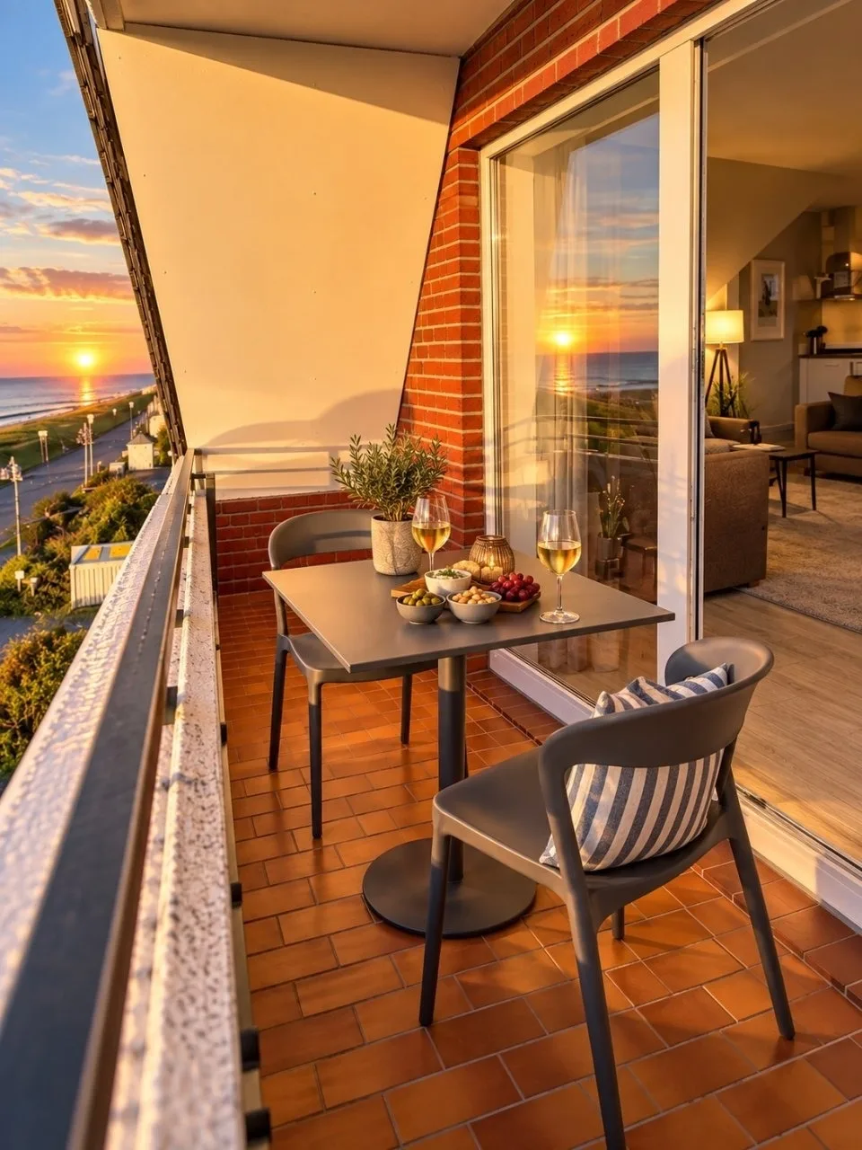 Ferienwohnung  NW 34 Balkon mit Meerblick
