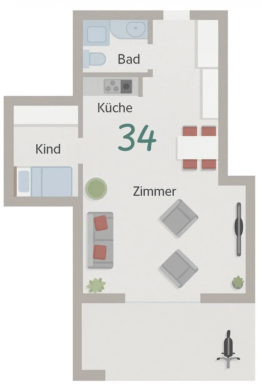 Ferienwohnung  NW 34 Balkon mit Meerblick