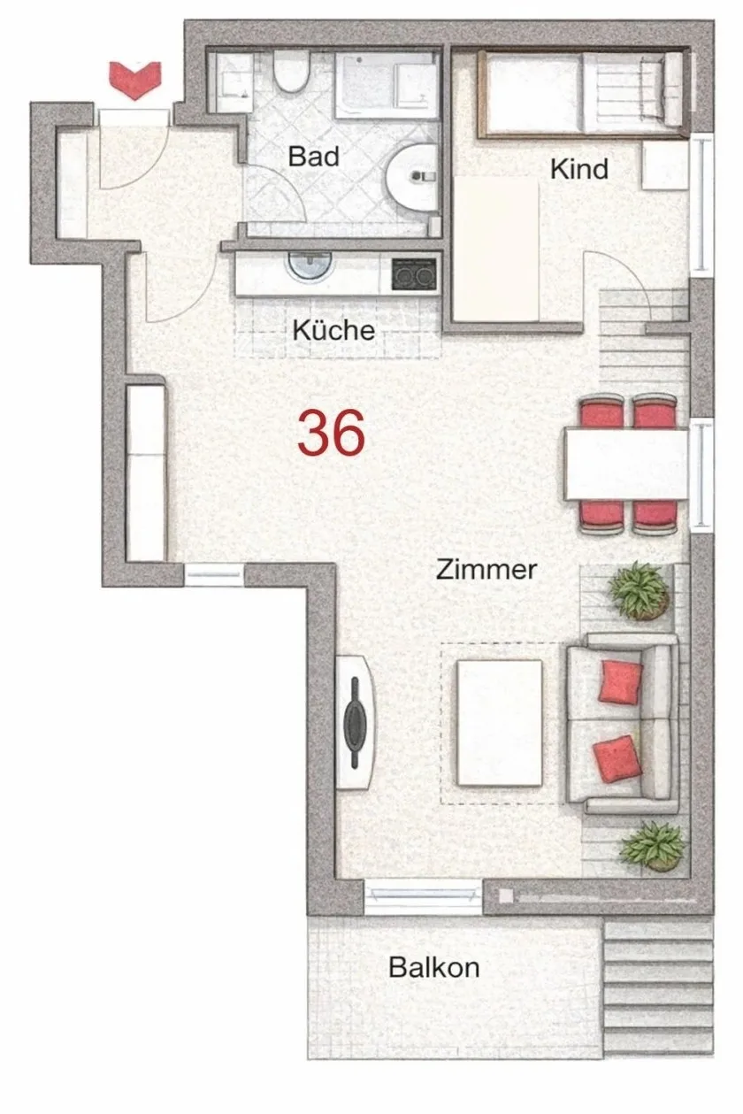 Ferienwohnung  NW 36 Balkon mit Meerblick