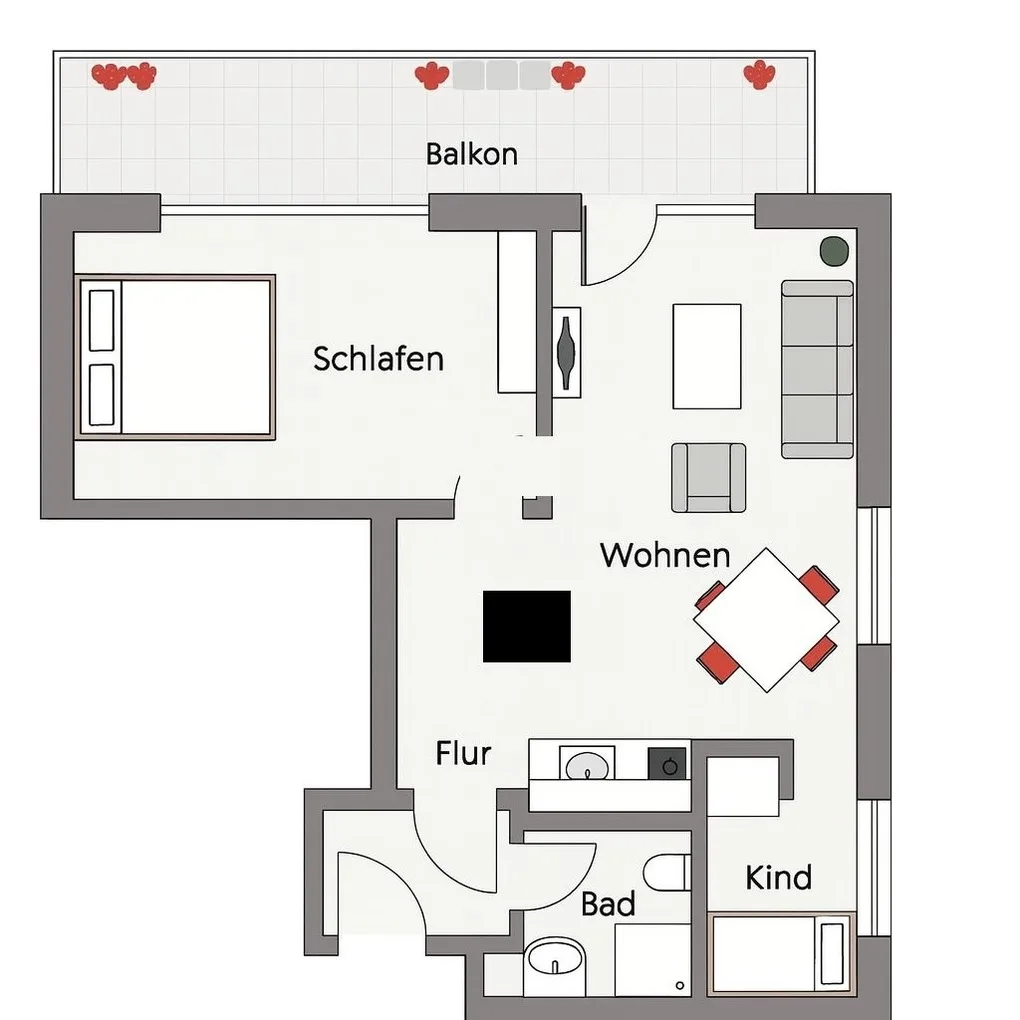 Ferienwohnung  NW 27 mit Balkon zur Südseite