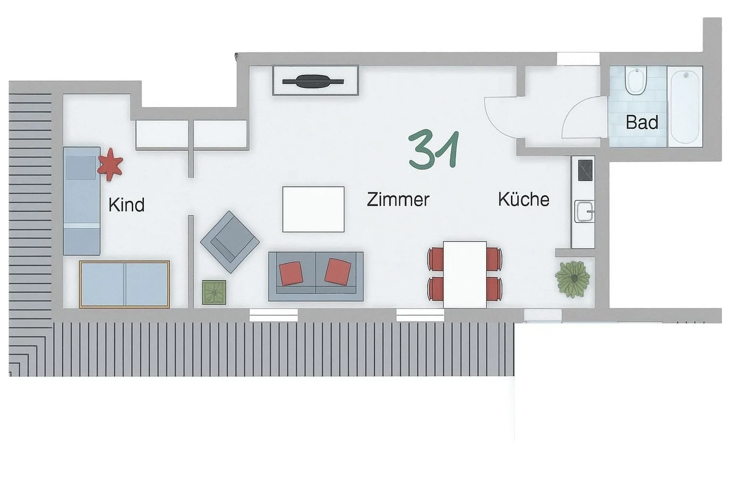 Ferienwohnung  NW 31  Meerblick