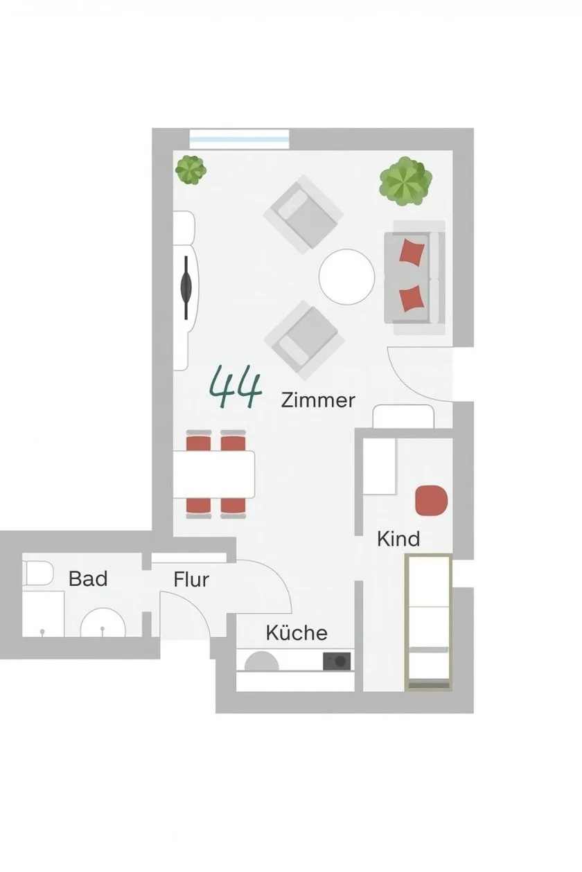 Ferienwohnung  NW 44 mit Süd Balkon