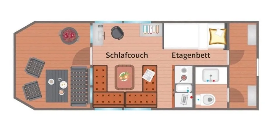 Hausboot als Festlieger im Hafen      -Hafenglück-