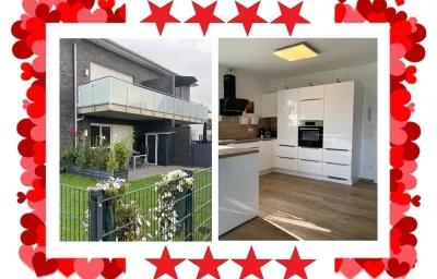 Ruhig gelegene EG-Neubauwohnung  & Garten, überdachte Terrasse, Insektenschutz, Fußbodenheizung, EBK für max. 7 Personen