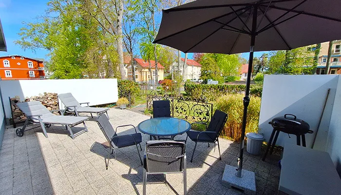 Anna**** Whg1 Brinkmannhaus 4-Sterne - praktisch fast am Strand, Terrasse, Grill