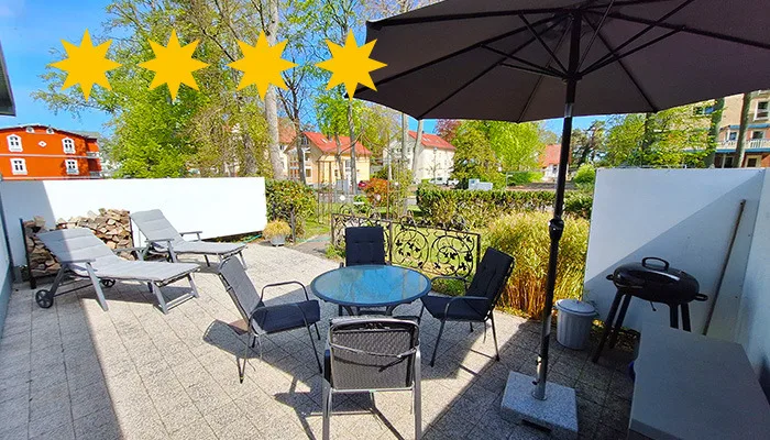 Anna**** Whg1 Brinkmannhaus 4-Sterne - praktisch fast am Strand, Terrasse, Grill