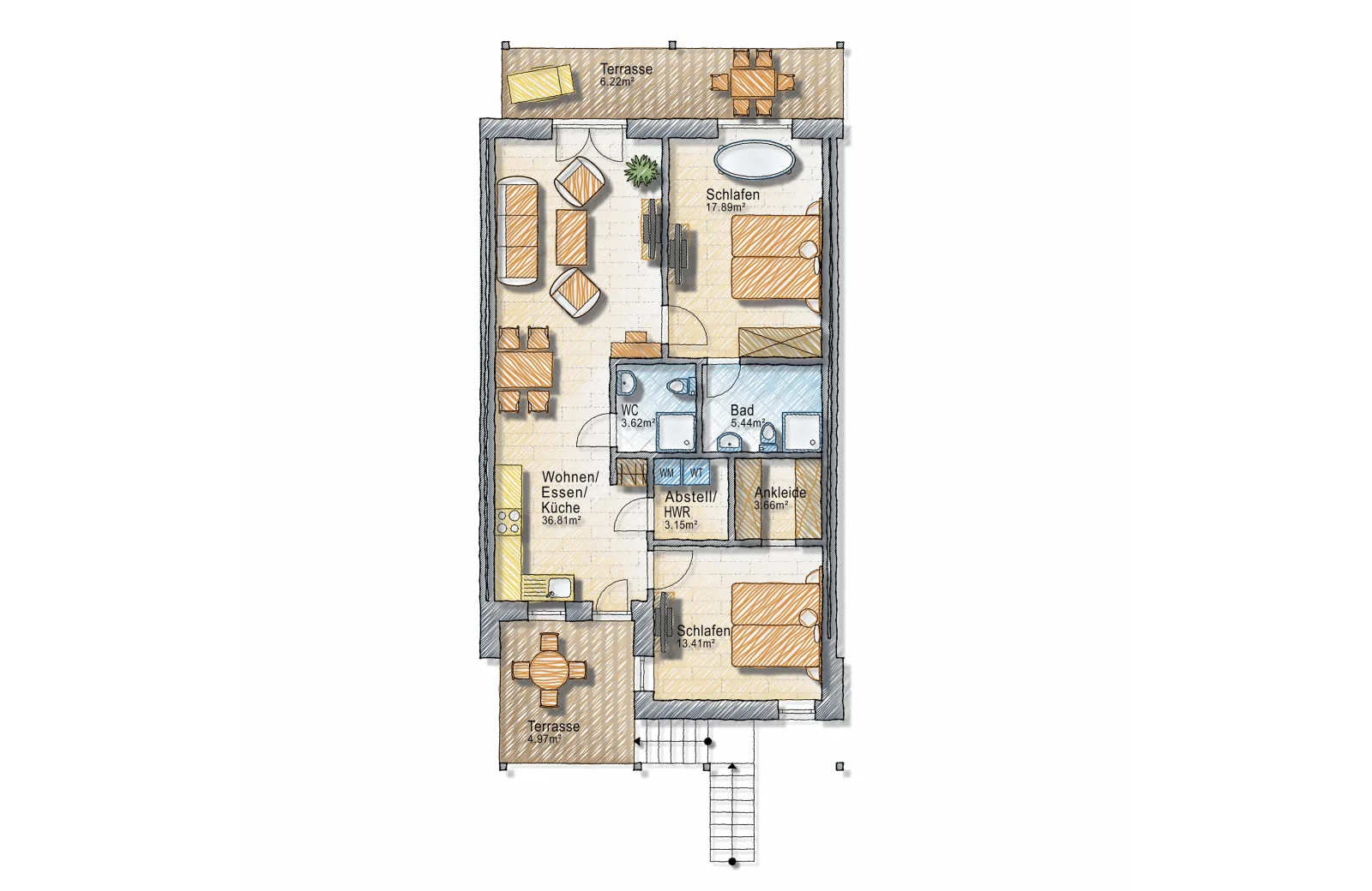Ocean Two Bedroom mit Badewanne