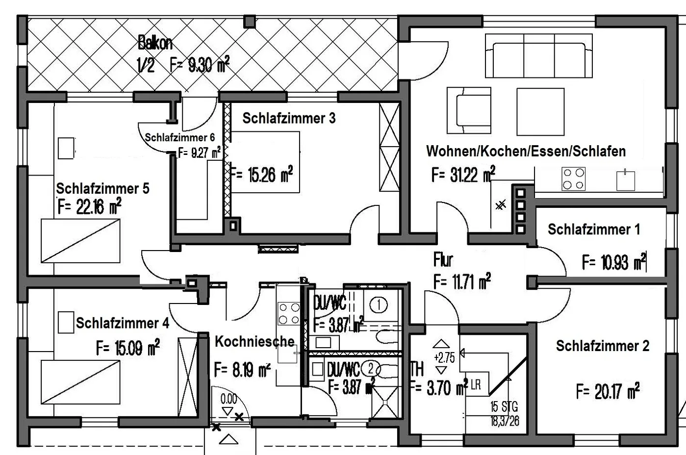 7 Zimmer /Stilvolle Residenz vor den Toren Münchens für 18 Personen  (OG)