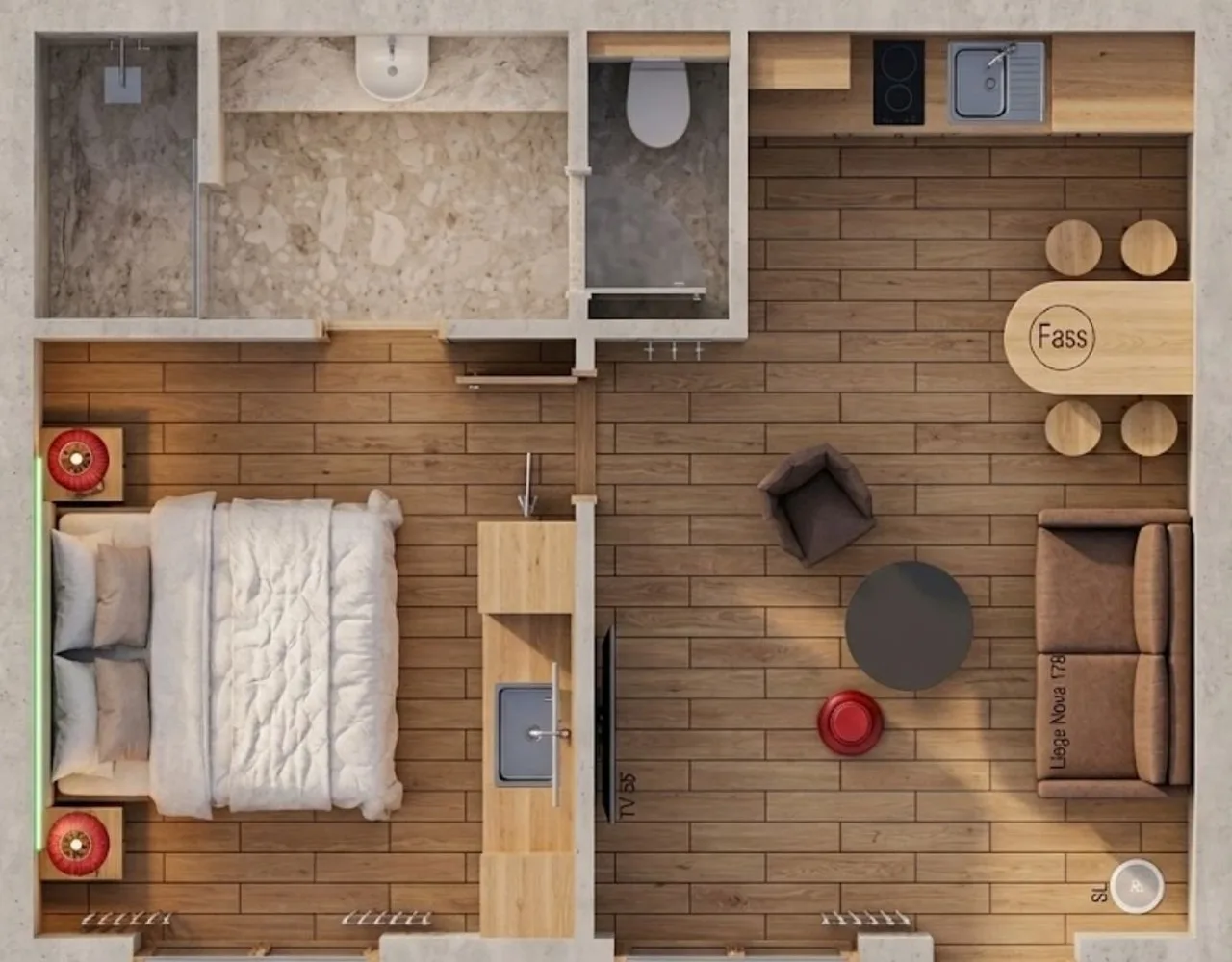 2 Zimmer Apartment mit Küche
